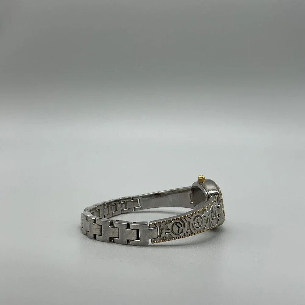Relic Womens Watch 18mm Silver Dial Tonneau Scrolled Band New Battery 5.75